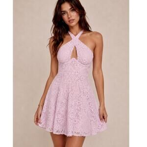 For Love & Lemons NWT Carmela XS Lavender Mini Dress Y2K Halter